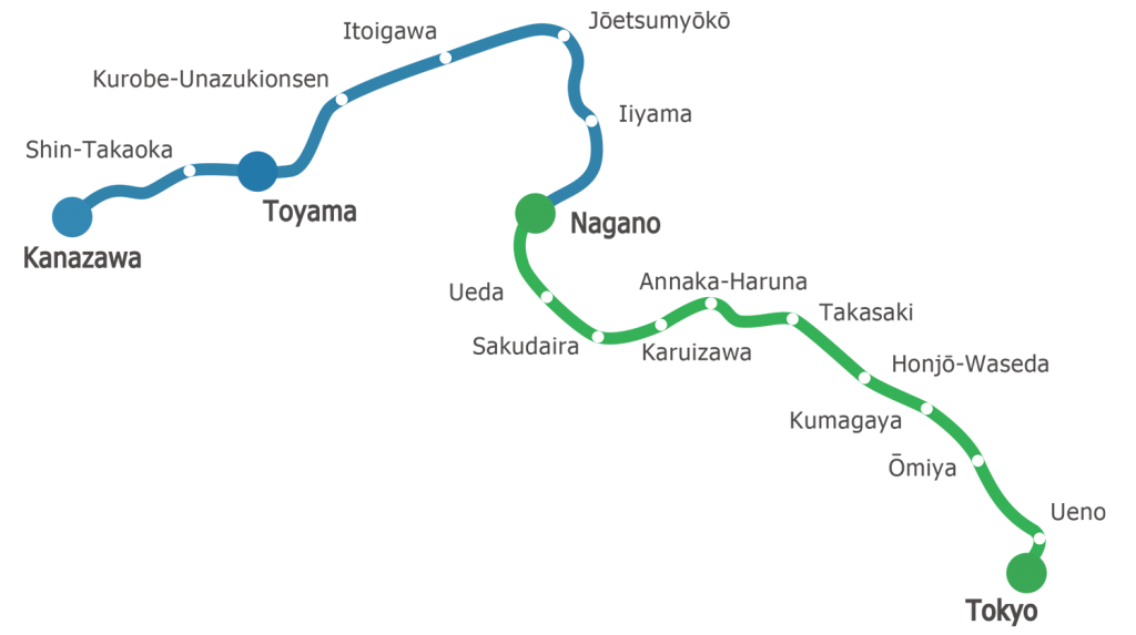 新幹線路線図　北陸新幹線